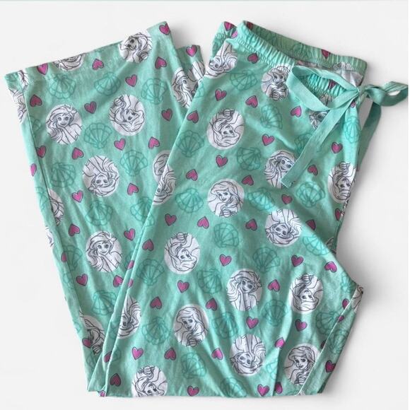 Disney Little Mermaid  Ariel Green and Pink Drawstring Pajama Pants Size L - Picture 1 of 6